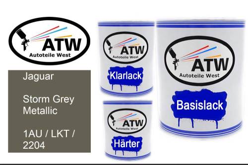 Jaguar, Storm Grey Metallic, 1AU / LKT / 2204: 1L Lackdose + 1L Klarlack + 500ml Härter - Set, von ATW Autoteile West.